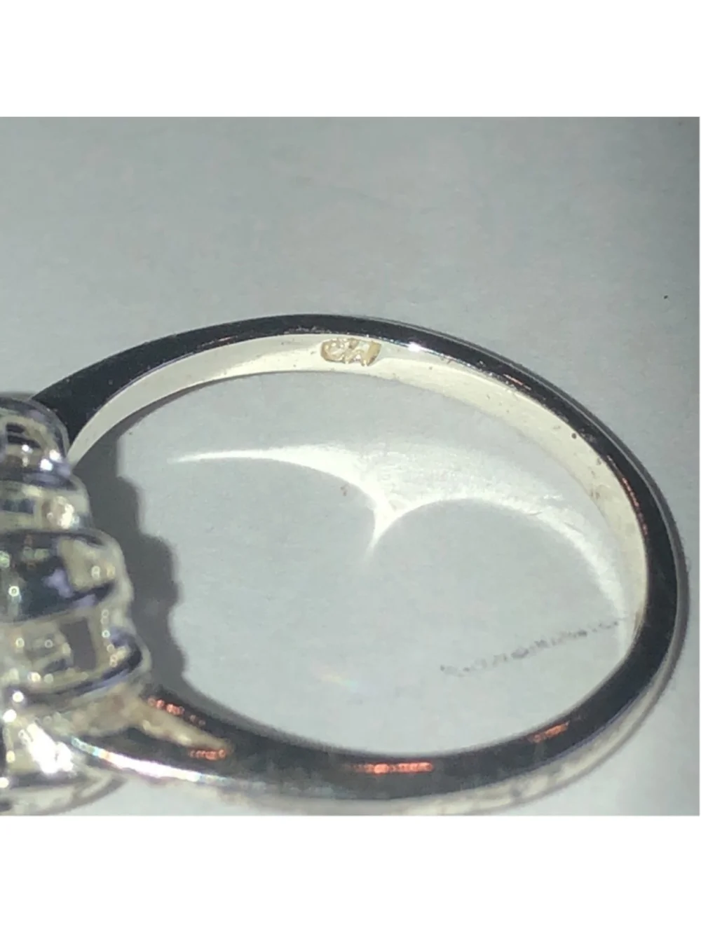 Size 8 Elegant Black CZ Rhinestone Sterling Silver Floral Ring